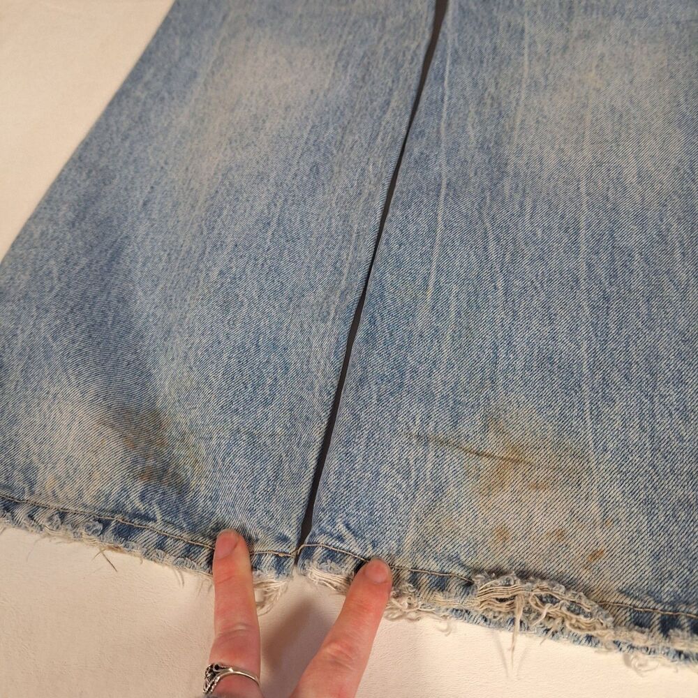 Zara Light Acid Wash Distressed High Rise Straight Leg Jeans Button Fly Size 8 - Picture 9 of 15